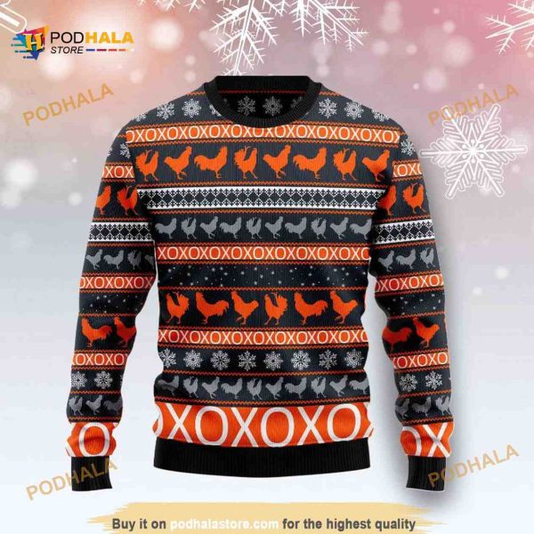 Chicken 3D Christmas Funny Ugly Sweater Pattern