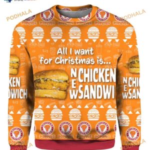 Chicken Sandwich Ugly Christmas Sweater 3D