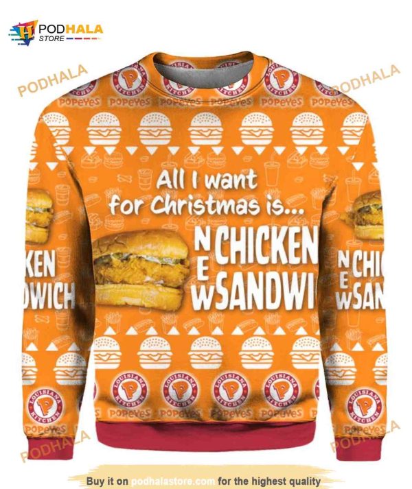 Chicken Sandwich Ugly Christmas Sweater 3D