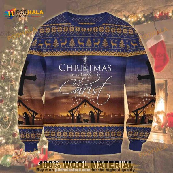 Christmas Begins With Christ 3D Sweater