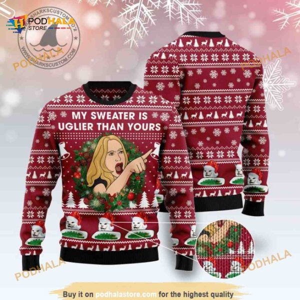 Christmas Cat Woman 3D Funny Ugly Sweater