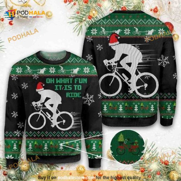 Christmas Cycling Oh What Fun It Is To Ride Ugly Xmas Wool Sweater
