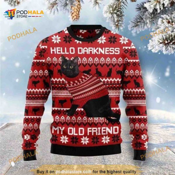 Christmas Funny Ugly Sweater 3D Hello Darkness My Old Friend, Funny Xmas Gifts