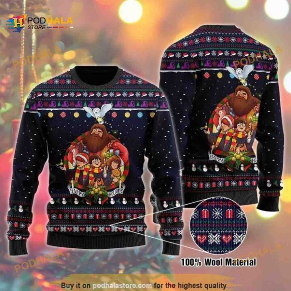 Christmas Funny Ugly Sweater 3D Patterns And Big Man With Child Play Together