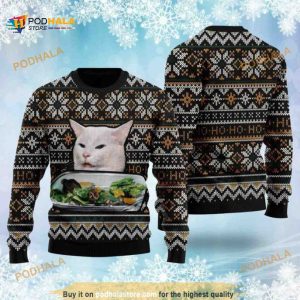 Christmas Funny Ugly Sweater 3D Woman Yelling At Cat Meme Couple, Funny Xmas Gifts