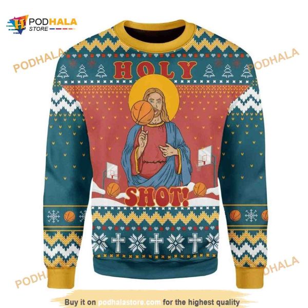 Christmas Jesus Holy Shot 3D Funny Ugly Sweater