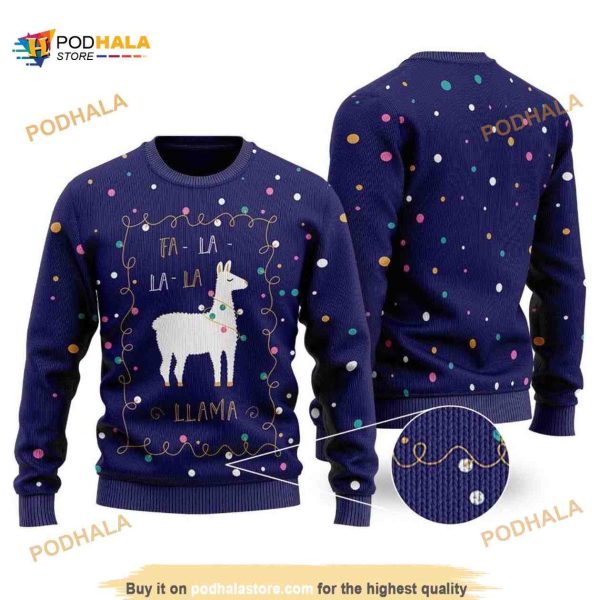 Christmas La La Llama Funny Ugly Sweater 3D, Funny Xmas Gifts