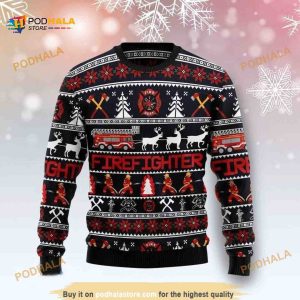 Christmas Patterns And Appliance Firefighter Funny Ugly Sweater 3D, Funny Xmas Gifts