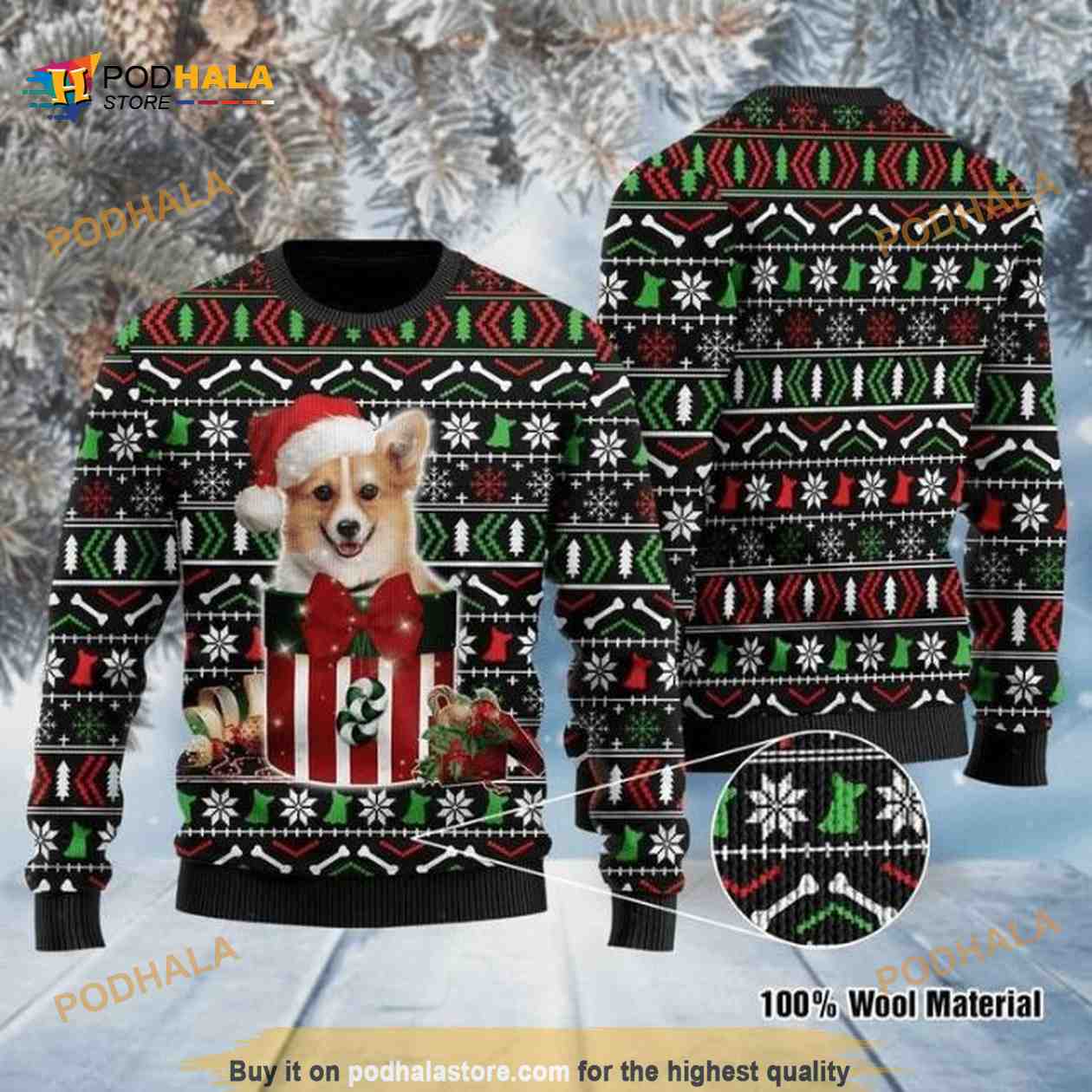 Christmas Patterns And Lovely Corgi In The Box 3D Funny Ugly Sweater, Funny Xmas Gifts Christmas Patterns And Lovely Corgi In The Box 3D Funny Ugly Sweater, Funny Xmas Gifts