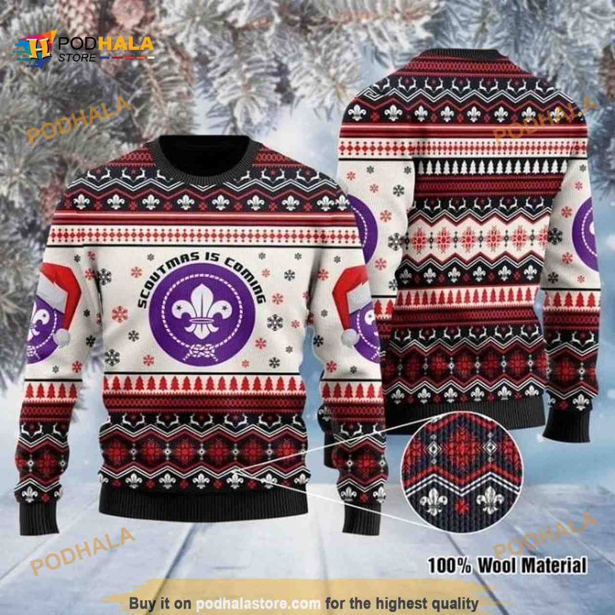 Christmas Patterns Scoutmas Is Coming 3D Funny Ugly Sweater, Funny Xmas Gifts Christmas Patterns Scoutmas Is Coming 3D Funny Ugly Sweater, Funny Xmas Gifts