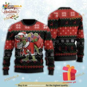 Christmas Santa T-rex Dinosaur 3D Funny Ugly Sweater, Funny Xmas Gifts