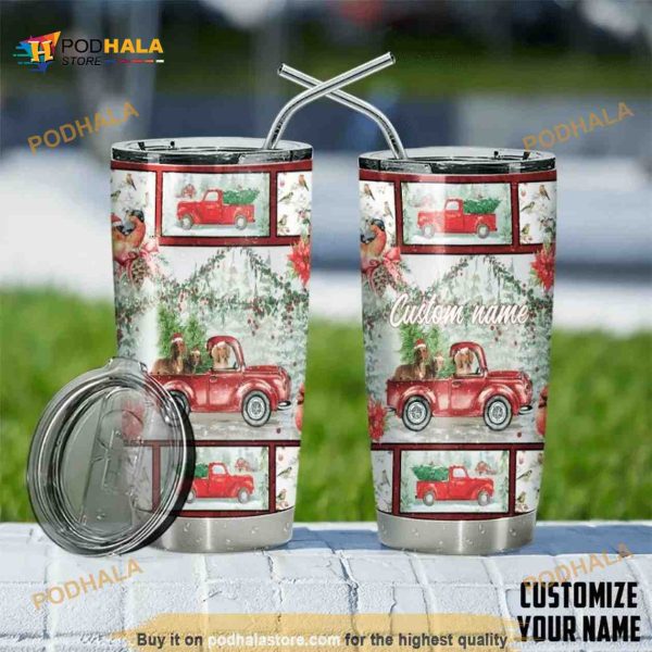Christmas Truck With Duchshand Gift Travel Coffee Tumbler
