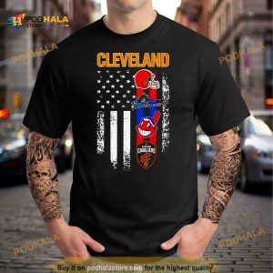 Cleveland Browns Cleveland Indians Cleveland Cavaliers Cleveland Monsters USA flag Shirt