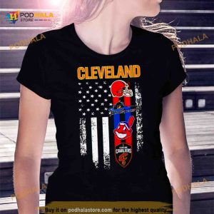 Cleveland Browns Cleveland Indians Cleveland Cavaliers Cleveland Monsters USA flag Shirt 2
