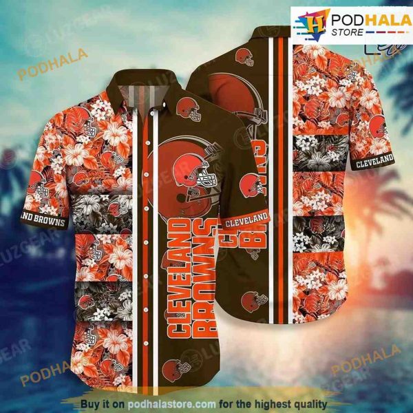 Cleveland Browns NFL Tropical Patterns Hawaiian Shirt Printed Beach Shirts