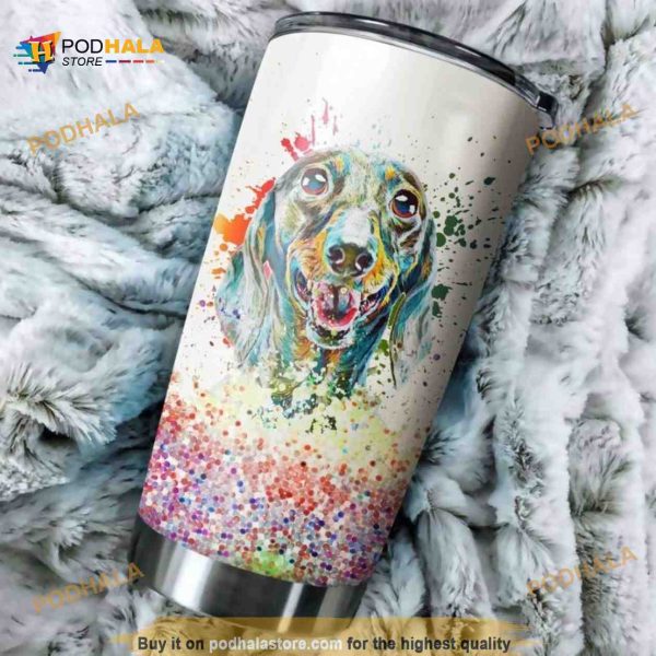 Colorful Dachshund Gift Travel Coffee Tumbler All Over Print