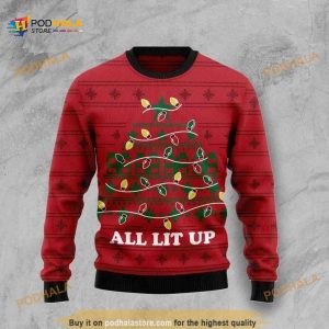 Colorful Light Made Pine Tree All Lit Up Funny Ugly Sweater 3D Xmas, Funny Xmas Gifts