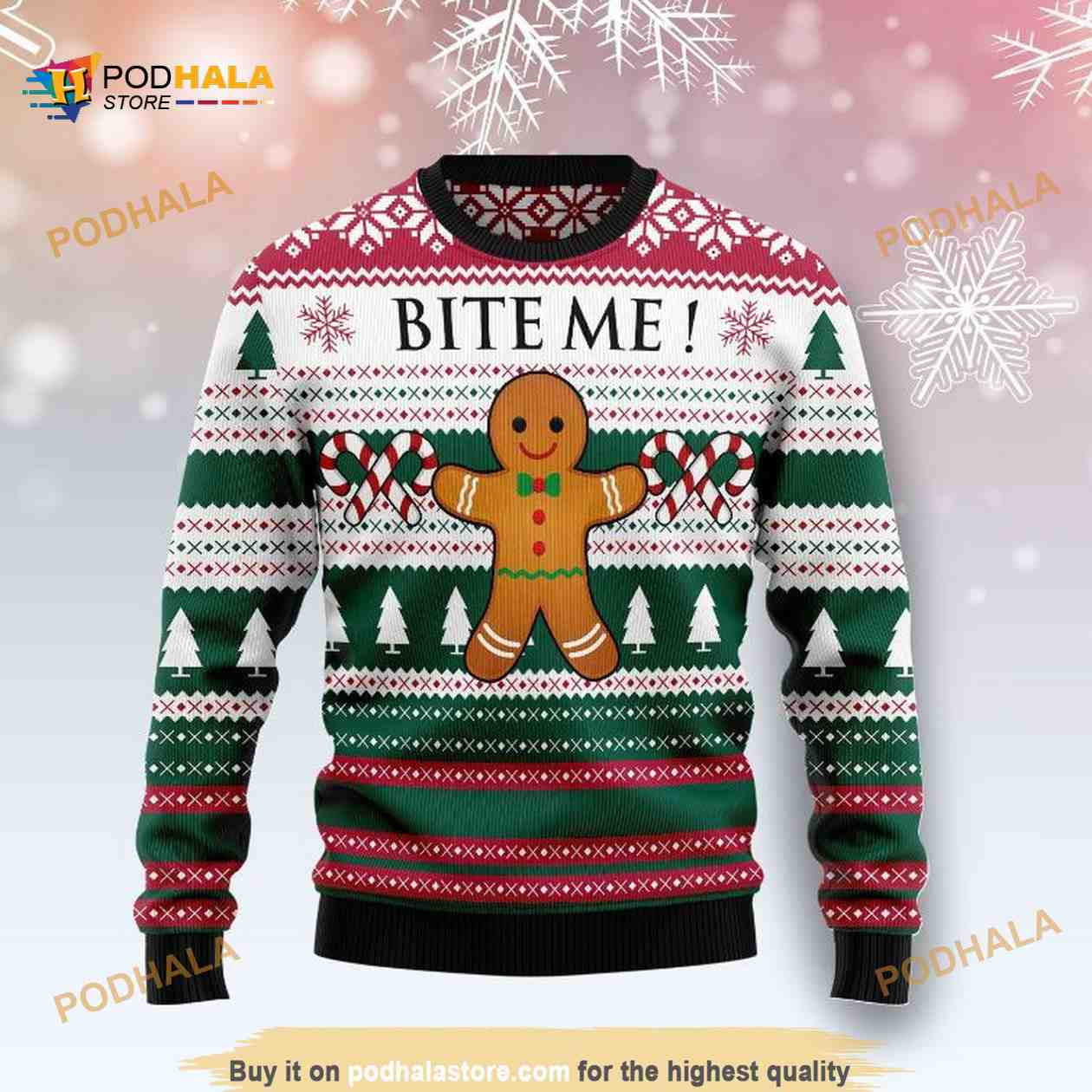 Cookies Bite Me Christmas 3D Funny Ugly Sweater Cookies Bite Me Christmas 3D Funny Ugly Sweater