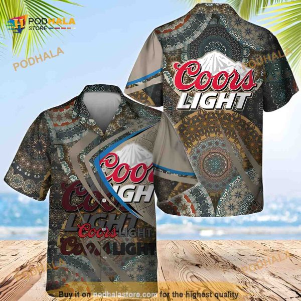 Coors Light Hawaiian Shirt, Mandala Pattern Summer Gift For Friend