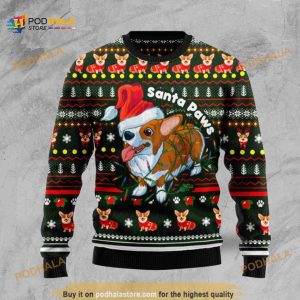 Corgi Paws All Over Printed Funny Ugly Sweater, Funny Xmas Gifts