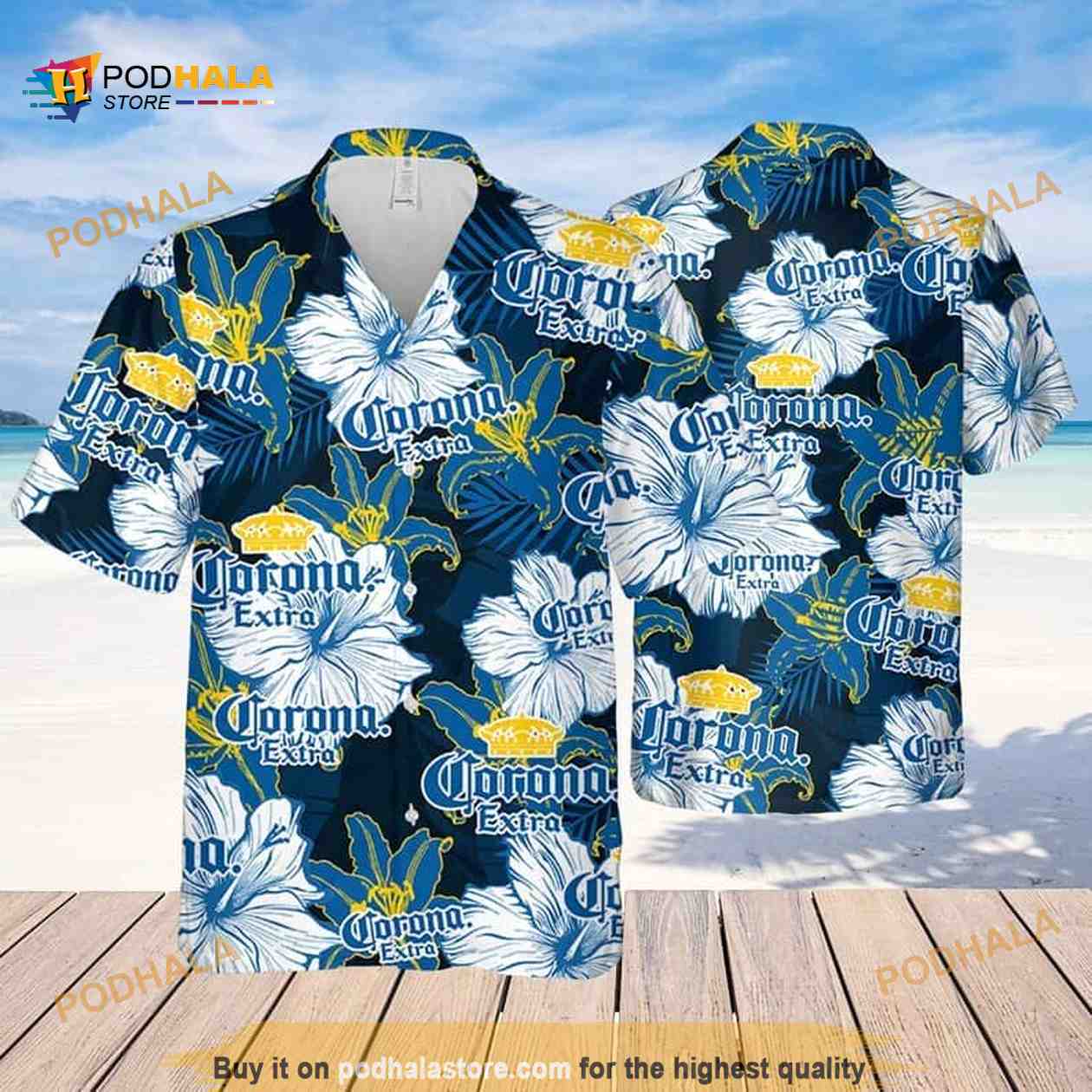 Corona Extra Beer Floral Pattern Funny Hawaiian Shirt - Podhalastore