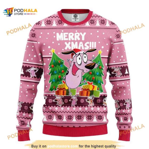 Couage The Cowardly Merry Xmas Funny Ugly Christmas Sweater, Funny Xmas Gifts
