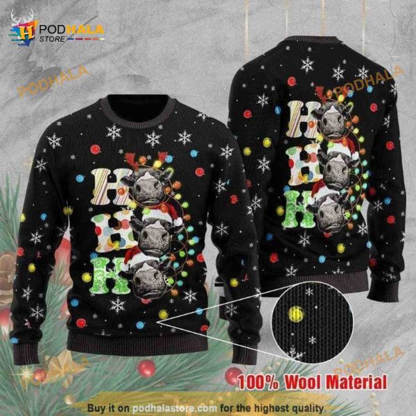 Cow Ho Ho Ho Christmas 3D Funny Ugly Sweater, Funny Xmas Gifts