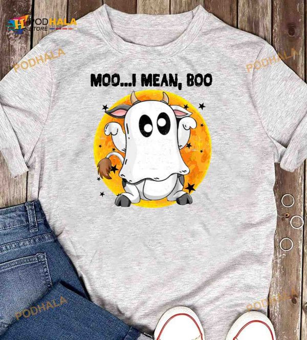 Cow White Ghost Costume Halloween White Ghost Costume, Cow Animal Lover Shirt