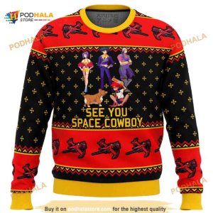 Cowboy Bebop See You Space Xmas Funny Ugly Sweater, Funny Xmas Gifts