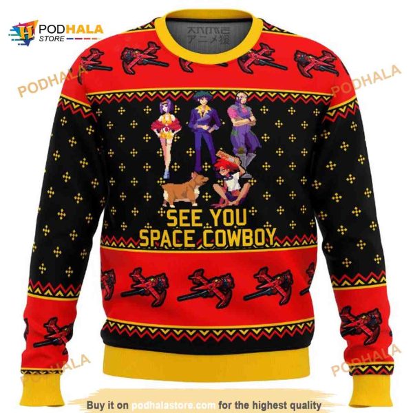 Cowboy Bebop See You Space Xmas Funny Ugly Sweater, Funny Xmas Gifts