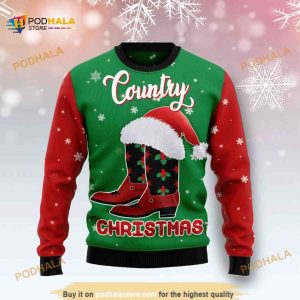 Cowgirl Country Christmas 3D Funny Ugly Sweater, Funny Xmas Gifts