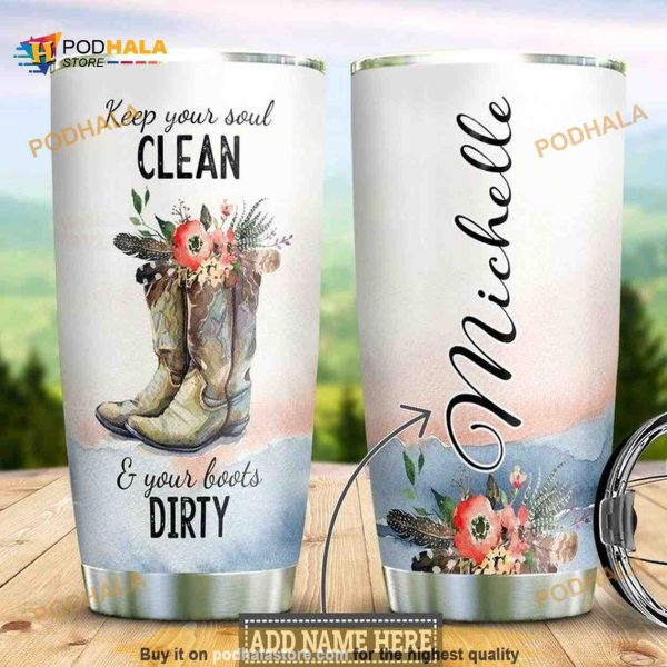 Cowgirl Personalized Keep Your Soul Clean Coffee Tumbler