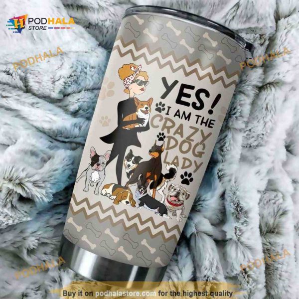 Crazy Dog Lady Stainless Steel Cup Coffee Tumbler For Women Men