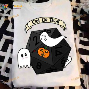Crit Or Treat Dungeons And Dragons Halloween Shirt, Dnd Game, White Ghost Shirt