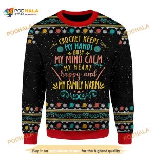 Crochet Keep My Hand Busy 3D Xmas Funny Ugly Sweater Apparel, Funny Xmas Gifts