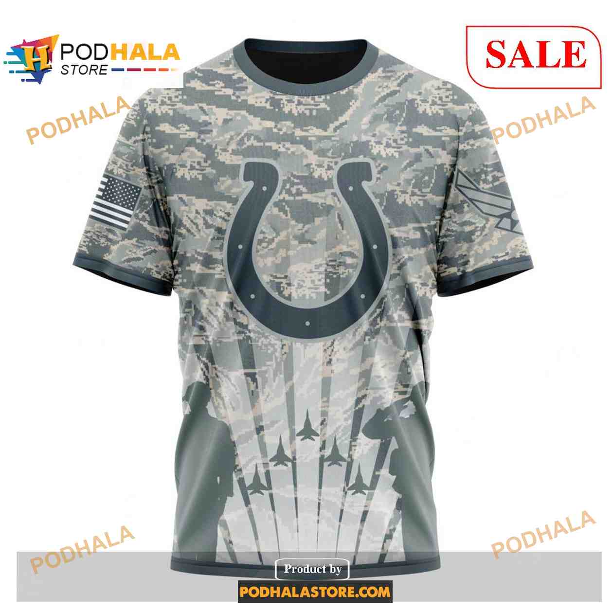 NFL Indianapolis Colts Custom Name And Number USA Flag Camo Realtree  Hunting All Over Print 3D Shirt