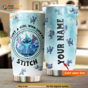 Custom Just A Girl Love Fictional Character Stitch And Lilo Coffee Tumbler