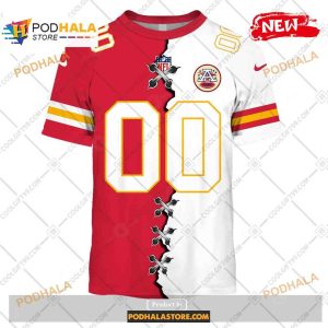 Custom Kansas City Chiefs Mix Jersey Special Design NFL Hoodie 3D 2