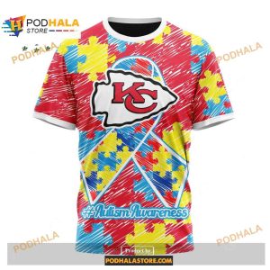 Custom Kansas City Chiefs Special Autism Puzzle Game Stripes Design NFL Hoodie 3D 3