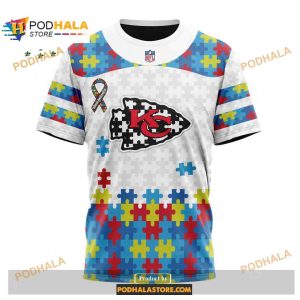 Custom Kansas City Chiefs Special Autism Puzzle Game White NFL Hoodie 3D 3