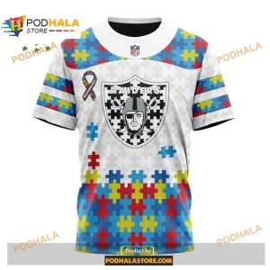 Custom Las Vegas Raiders Special Autism Puzzle Game White NFL Hoodie 3D 3