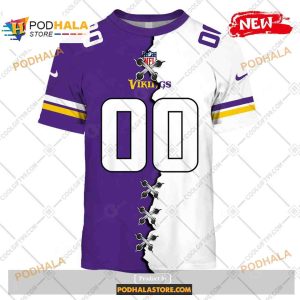 Custom Minnesota Vikings Mix Jersey Special Design NFL Hoodie 3D 2