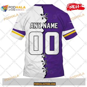 Custom Minnesota Vikings Mix Jersey Special Design NFL Hoodie 3D 4