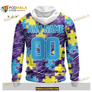 Custom Minnesota Vikings Special Autism Puzzle Game Stripes Design NFL Hoodie 3D 2