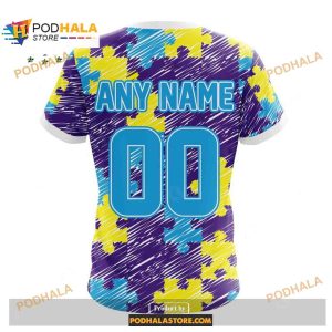 Custom Minnesota Vikings Special Autism Puzzle Game Stripes Design NFL Hoodie 3D 4