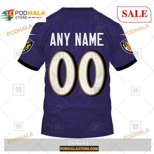Custom NFL Baltimore Ravens Home Shirt Hoodie 3D 4