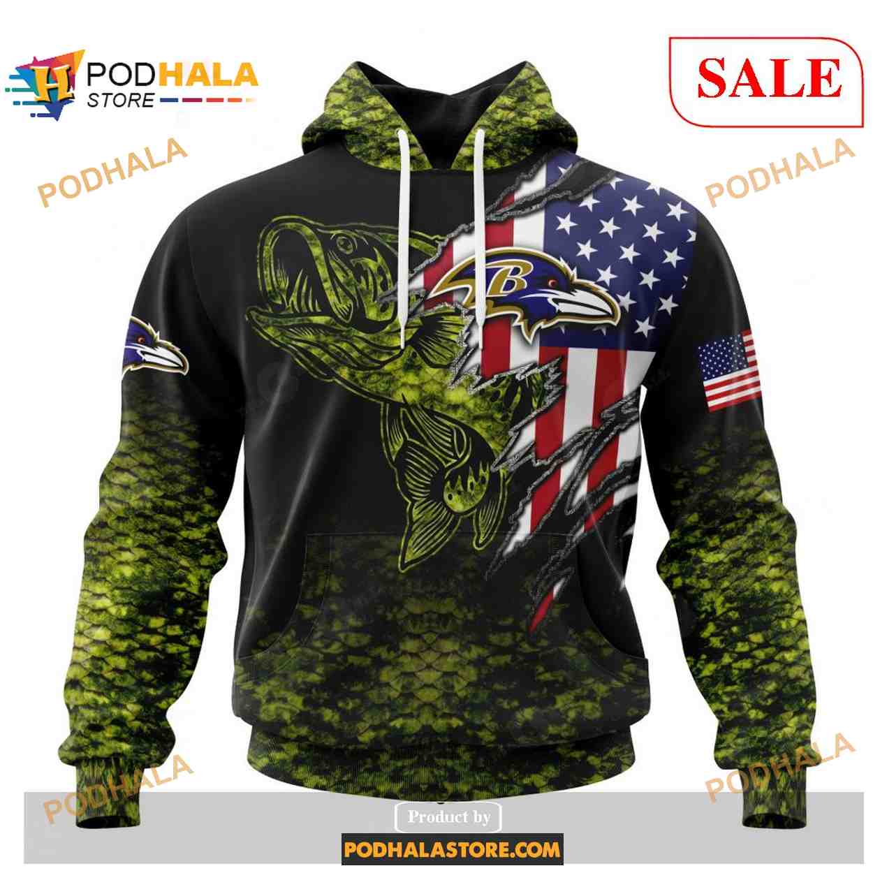 NFL Baltimore Ravens Special Camo Fishing Hoodie Sweatshirt 3D Custom  Number And Name - Freedomdesign