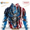 Custom NFL Detroit Lions Demon Face American Flag Shirt Hoodie 3D