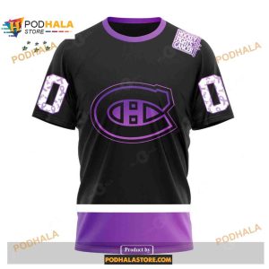 Custom NHL Montreal Canadiens Black Hockey Fights Cancer Shirt Hoodie 3D 3