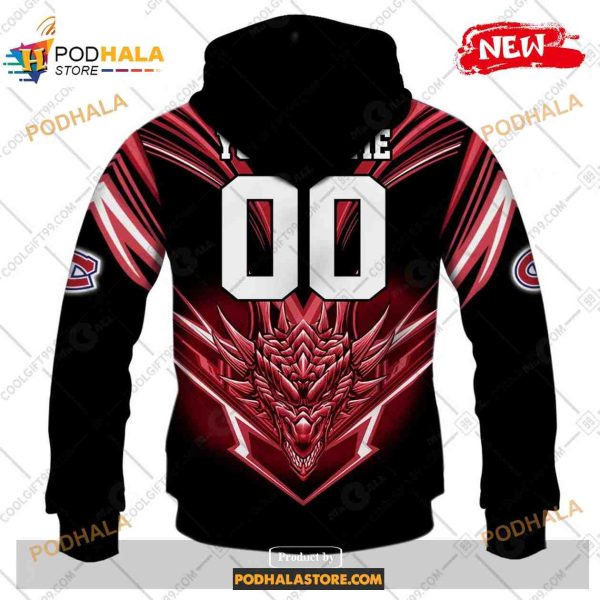 Custom NHL Montreal Canadiens Dragon Design Shirt Hoodie 3D